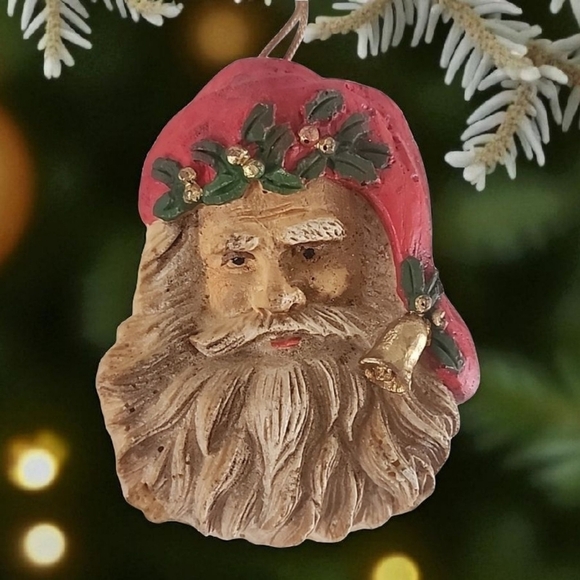 Vintage Other - Vintage Victorian Christmas Santa Claus Face Head Tree Ornament